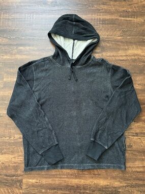 rag & bone Cotton Waffle Knit Washed Black Hoodie | 100% Cotton